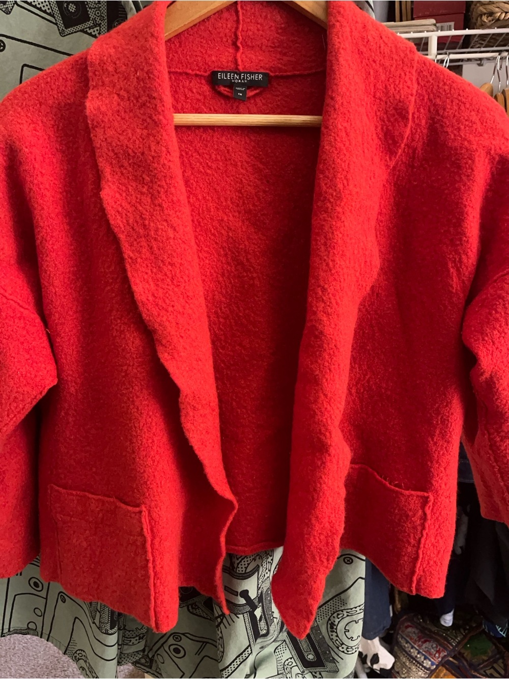 Eileen Fisher Bright Red Textured Knit Sweater